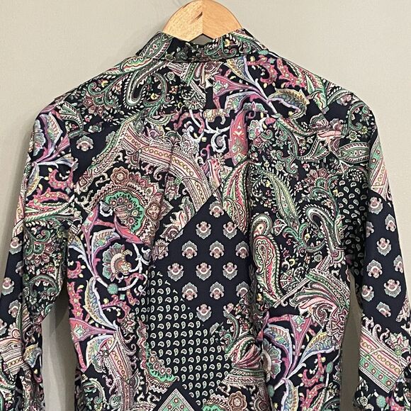Lauren Ralph Lauren Top‎ Patchwork Paisley Button Down Shirt Sz Small EUC - Picture 4 of 13